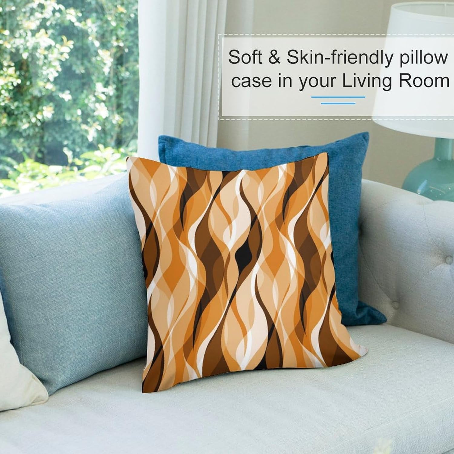 Orange Throw Pillow Covers Modern Abstract Burnt Orange Striped Decorations for Bedroom Living Room Farmhouse Sofa Pillows Bed Couch 16x16 Inch