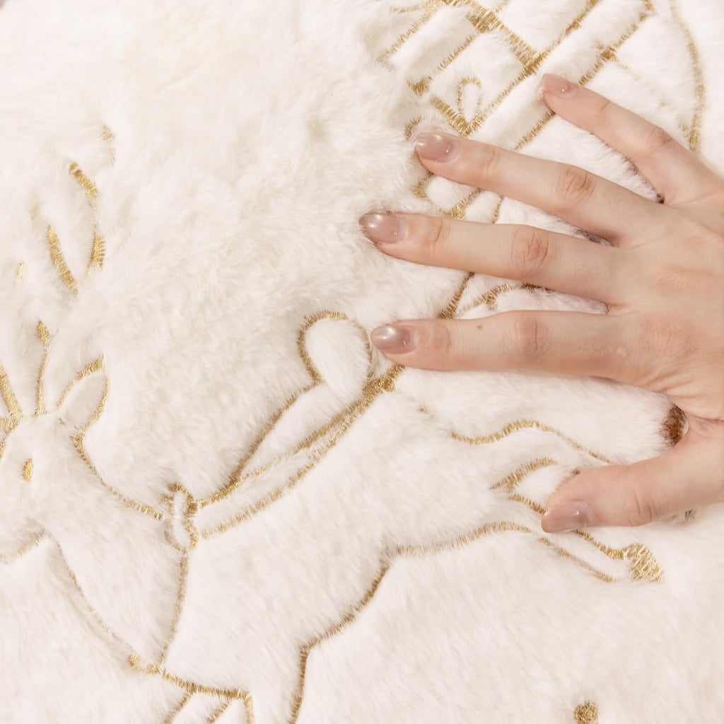 Christmas Embroidered Throw Pillow Cover - Soft Chenille Holiday Decorative Cushion for Xmas Tree Decor, Winter Home Decor, Cozy Living Room Bedroom Sofa (Reindeer, 20" x 20" (Pack of 2))