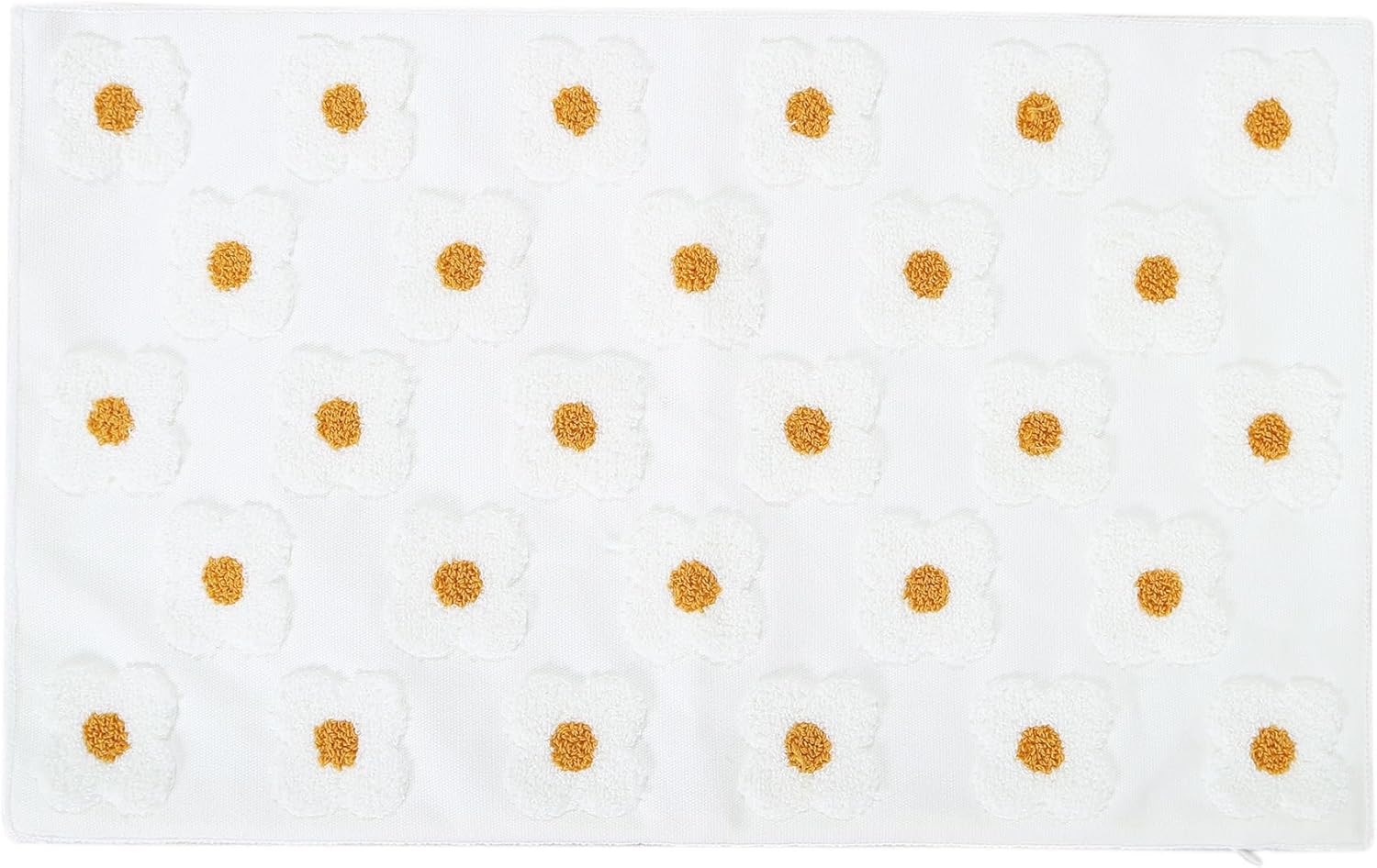 DECOBIRD Embroidery Throw Pillow Cover 12x20 Beige Floral Design Home Decor Loop Embroidered Pillow Case Thick Cotton Canvas Square Cushion Cover for Couch 30x50cm, 4 Petal Flowers 1 Piece