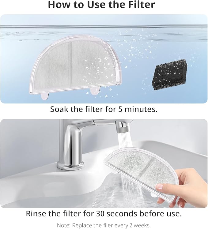 6 Pack Cat Water Fountain Filter, Replacement Filters for WF20/CF20 Wireless Pumps Cat Water Fountain,Triple Filtration System (6 Pcs Sponges)