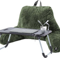Nestl Fur Reading Pillow with Laptop Lap Desk, Stylish Back Pillow for Sitting Up, Lap Desk with Reading Pillows for Sitting in Bed Adult & Kids, Faux Fur Chair Pillow with Arms - Olive Green