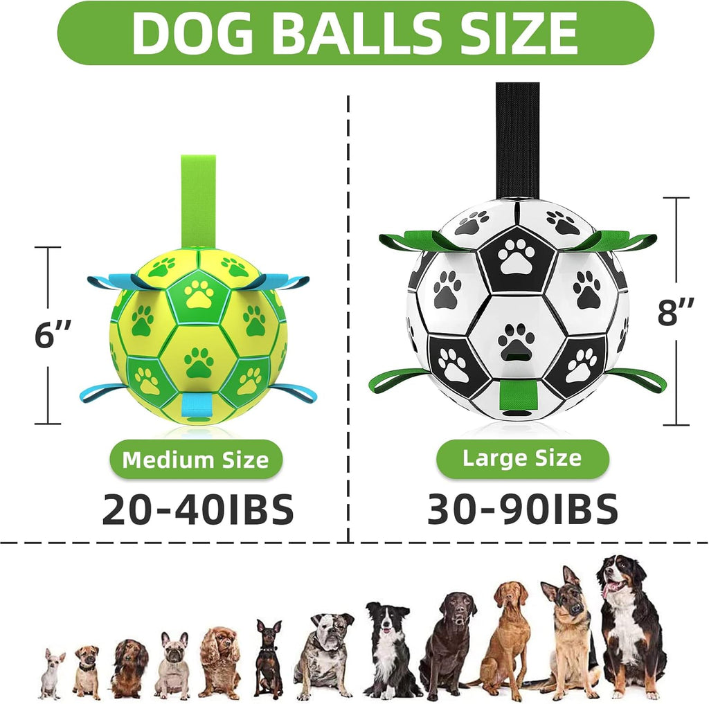 QDAN Dog Toys Soccer Ball, Dog Tug Toy, Water Toy, Durable Balls for Small Medium Dogs-Green Yellow(6 inch)