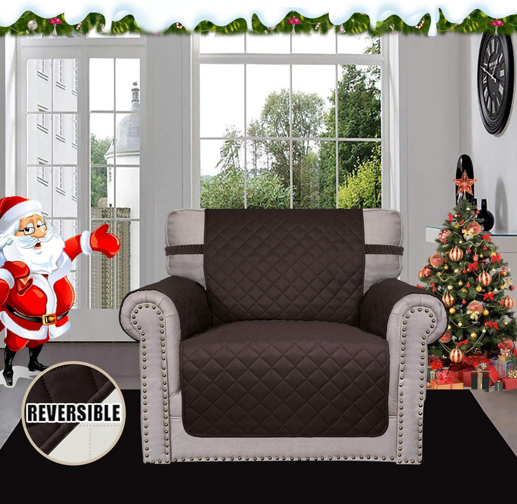 Easy-Going Chair Sofa Slipcover Reversible Sofa Cover Water Resistant Couch Cover Furniture Protector Cover with Elastic Straps for Pets Kids Children Dog Cat (Chair, Chocolate/Ivory)