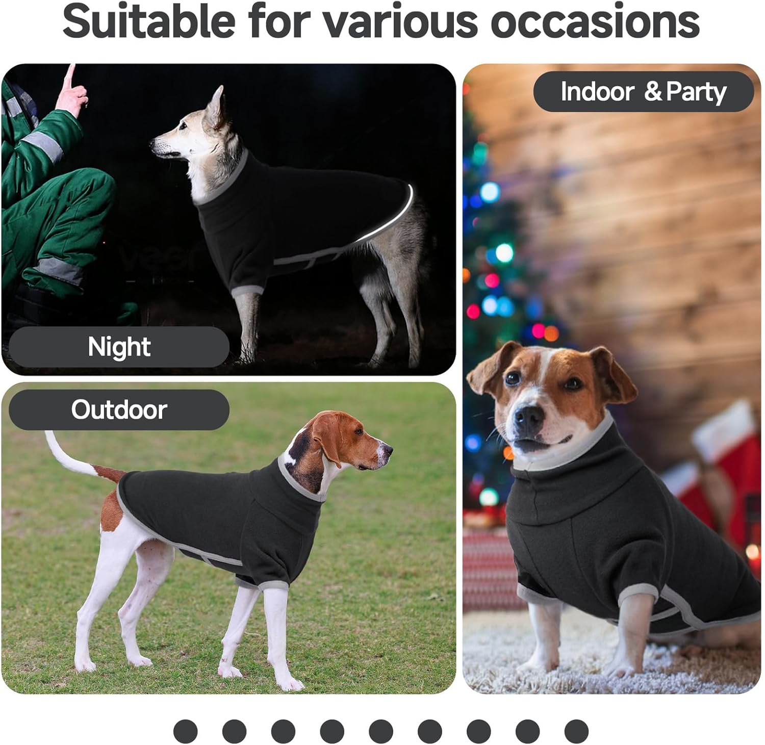 Fleece Dog Sweater with Turtleneck, Cozy Lightweight Pullover Dogs - Stretchy Soft Thermal Wear for Puppy Small Medium Large Breeds Darkgrey L