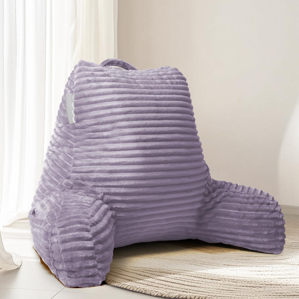 Hearth & Harbor Reading Pillow for Bed Adult – Back Pillow for Sitting in Bed, Standard Bed Pillows for Sitting Up, Foam Chair Pillow, Dusty Purple