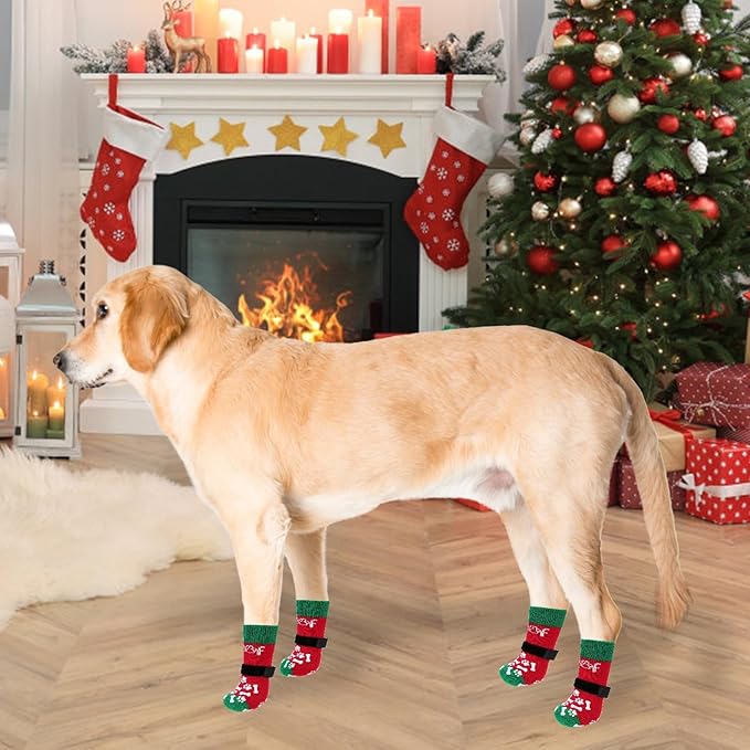 KOOLTAIL Anti Slip Dog Socks for Hot/Cold Pavement to Prevent Licking Paws, Dog Boots&Paw Protector with Grippers for Hardwood Floors, Traction Control No Twist Booties for Small Medium Large Dogs