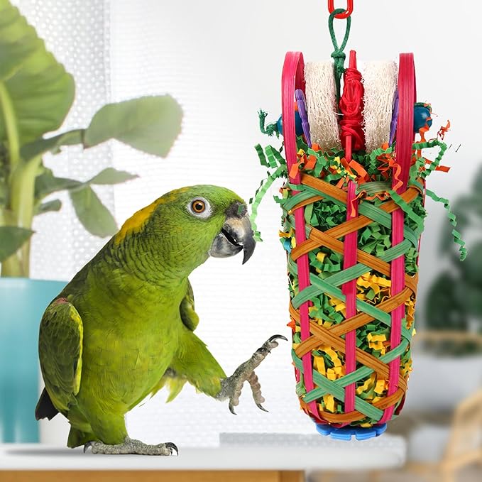 Kyouki Parakeets Toys, 2 PCS Bird Chewing Toys – Perfect for Cockatoos, Conures, Love Birds, Small & Medium Parrots, Fun Foraging & Tearing Bird Cage Accessories (Seeking Food Basket)