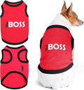 Parisian Pet Dog T-Shirt with Embroidered 'The Boss' Word - Lightweight Dog Clothes - Sleeveless Dogs Outfit Boss - Shirt for Large Dogs, 5XL