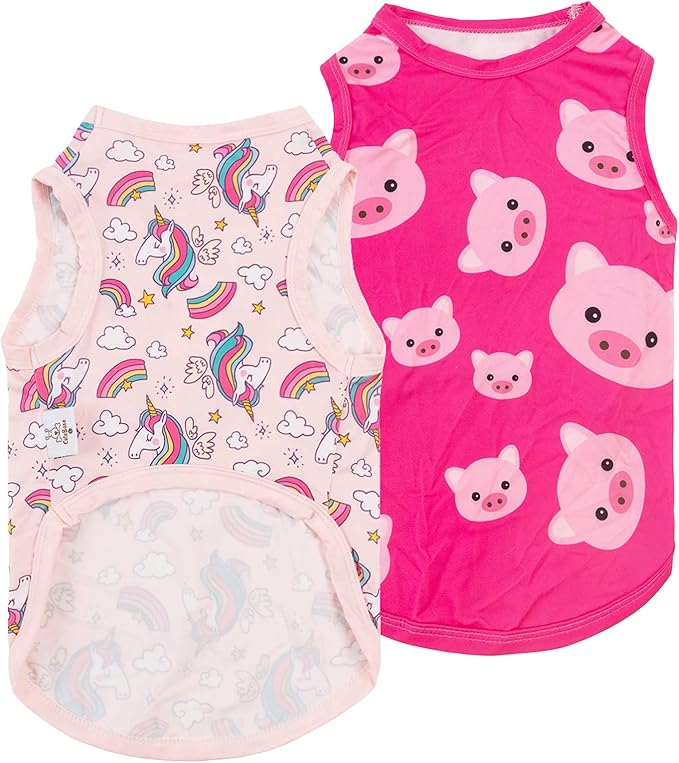 CuteBone Dog Shirts 2-Pack Soft Pet Clothes Breathable Summer Vest for Small Puppy and Stretchy Cat Apparel 2BX09S