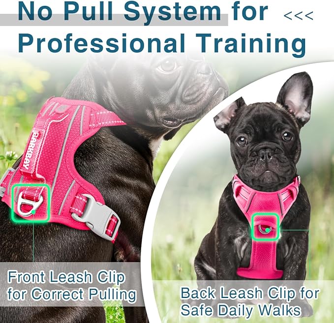 BARKBAY Dog Harness No Pull with ID Tag Pocket - Heavy Duty, Reflective, Easy Control for Large Dogs(Pink,XS)