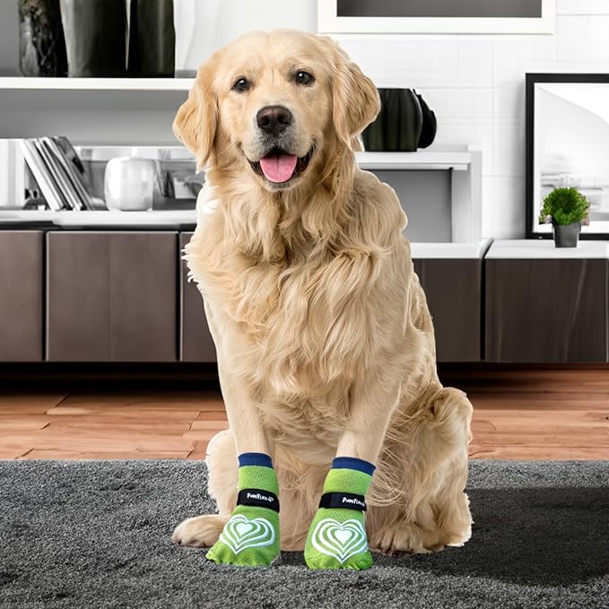 Medical Therapeutic Double Sided Non-Slip Cotton Dog Socks | PawFlex Comfy Pawz Silicone Grip on Inner Cuff No Twisting or Sliding Off | Senior & Disabled Dog Traction Control |Pet Paw Protection