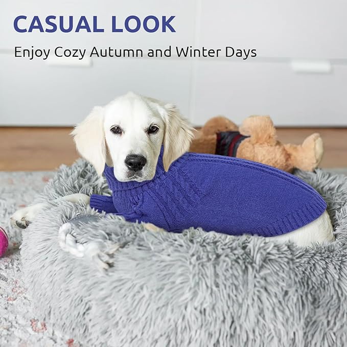 Queenmore XL Dog Sweater, Large Dog Sweaters for Male Dogs, Warm Pullover Pet Winter Clothes, Cozy Soft Holiday Doggy Kintsweater, Doggy Christmas Coat for Extra Large Pets, Pitbull, Boxer (Blue,XL)