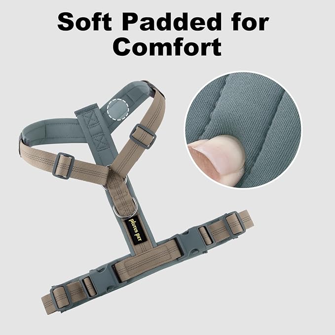 Plutus Pet No Pull Dog Harness, Adjustable Nylon Harness with Soft Padding, Reflective and Heavy Duty Dog Harness for Small, Medium, Large Dogs(Beige, XS)