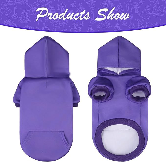KOOLTAIL Basic Dog Hoodie - Soft & Warm Dog Hoodie Sweater with Leash Hole and Pocket, Dog Winter Coat, Cold Weather Clothes Sweatshirt for Small Medium Large Dogs Puppy Cat Boys Girls Purple S