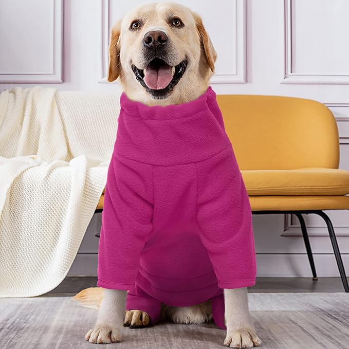 ROZKITCH Dog Thermal Bodysuit, Pet Windproof Warm Cold Weather Jacket Vest Cozy Jumpsuit Apparel Outfit Clothes for Large Giant Dog Walking Hiking Sleep Pink 3XL
