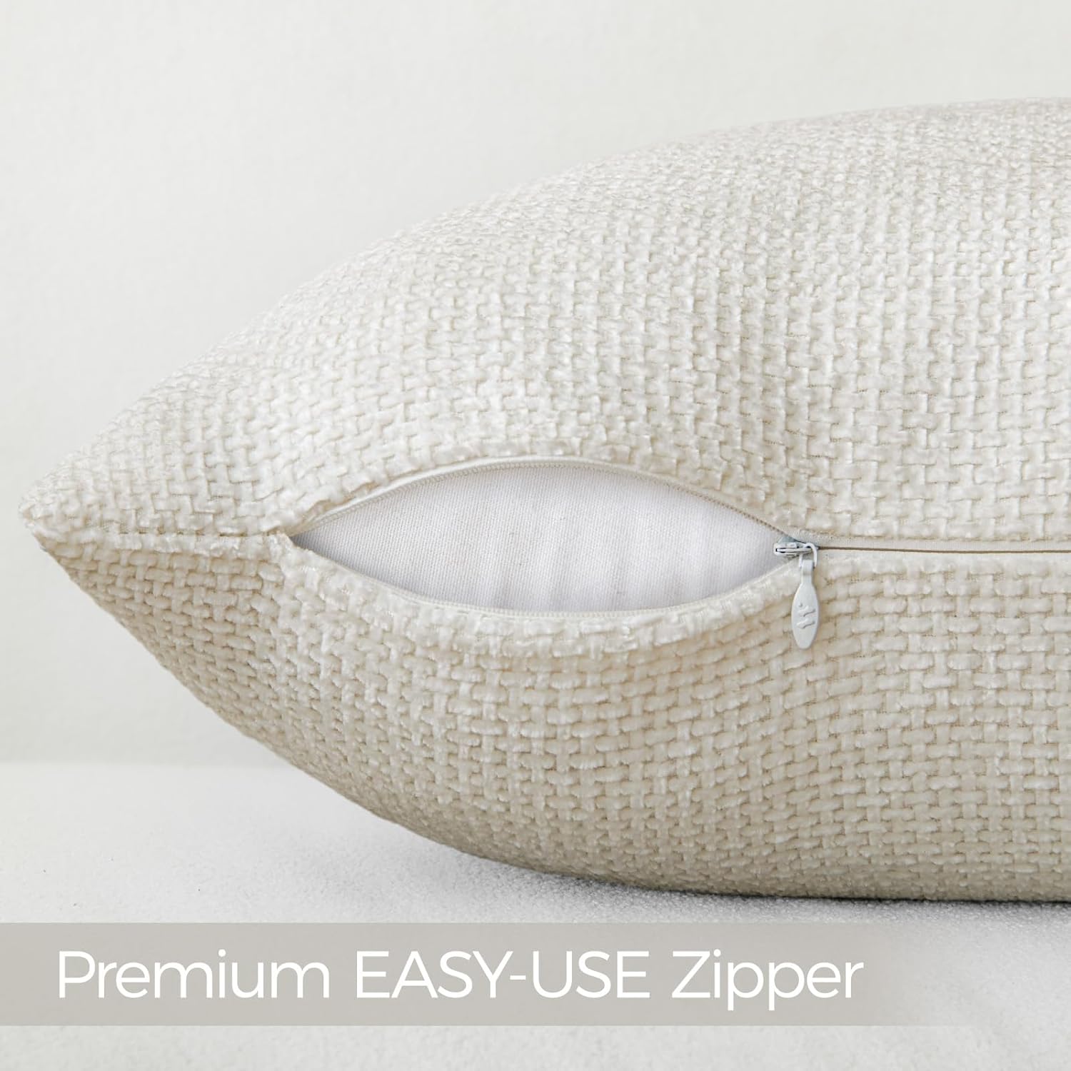 a moment Ivory Chenille Throw Pillow Covers 22x22 Inch Pack of 2 Modern Decorative Throw Pillow Covers Farmhouse Cross Covers Home Decor for Sofa Bedroom Living Room