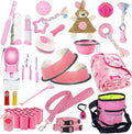 Puppy Supplies Starter Kit - 39-Piece Set of Puppy Essentials and Dog Stuff.Includes Dog Leash, Toys, Bowl, Brushes,and More.Perfect Welcome Home Present for Your New Puppies-Pink