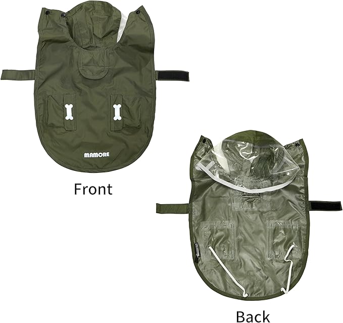 Waterproof Dog Raincoat, Adjustable Reflective Lightweight Pet Rain Clothes with Poncho Hood (Army Green, Medium)