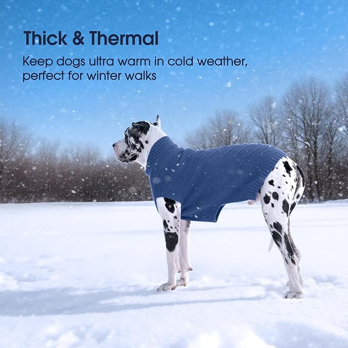 IECOii Dog Sweaters,Dog Sweaters for Large Dogs,Warm Dog Christmas Sweater Sleeveless,Pet Dog Winter Clothes for Fall and Winter,Pullover Dog Knitwear Cold Weather Coat for French Bulldog,Blue-L