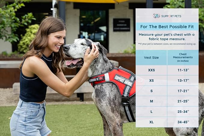 Support Pets The Only Official ESA™ Dog Harness – Adjustable No-Pull Dog Vest for Easy Pet Recognition with Reflective Straps – Soft, Padded & Comfortable for Training and Daily Use - XXSmall