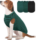3 Pack Sweaters for Medium Dogs Girl -Green-XXL,Striped Pullover | Soft Stretchy Shirt for Sensitive Skin,Sleeveless Lightweight for Travel,Party,Walking Keep Warm
