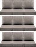 Luxury 6" Outdoor Cushions for Patio Furniture, 24x24x6" Thick Seat Cushion Set of 9, Fade Resistant Couch Chair Replacement Cushions High Density Deep Wicker Chair Cushion w/ Removable Cover Gray