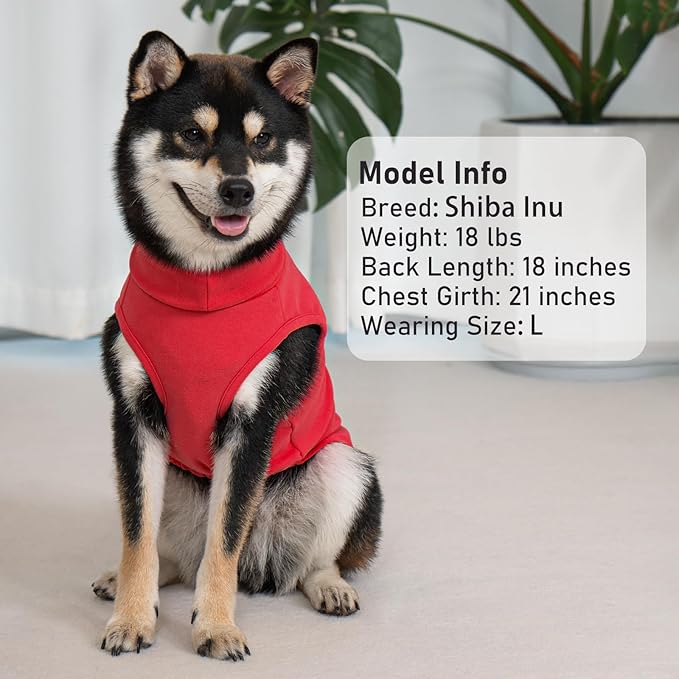 KYEESE 2Pack Dog Sweater Soft Pets Fleece Sweater Stretchy Dog Outfit for Small Dogs Boy Girl Comfy Sleeveless Doggie Sweatshirt Turtleneck Pet Coat Warm Lightweight Dogs Clothes Red,M