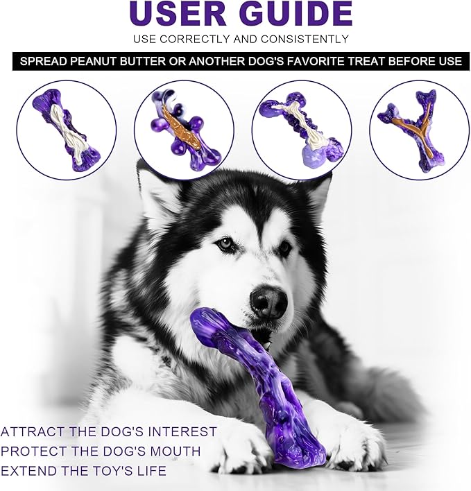 4-Pack Indestructible Chew Toys for Extra-Large Dogs - Aggressive Chewers, Durable Nylon Bone, Heavy Duty Long-Lasting Dog Toys for Large Breed & Strong Chewers