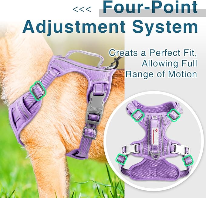 BARKBAY Dog Harness No Pull with ID Tag Pocket - Heavy Duty, Reflective, Easy Control for Large Dogs(Violet Purple,XS)