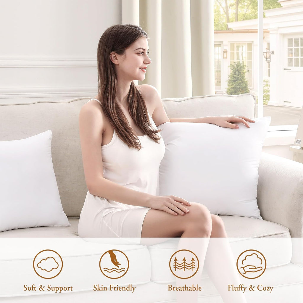 puredown® 24x24 Pillow Inserts, 2 Pack Fluffy Soft Throw Pillow Inserts Filled with Plump Stuffer, Square Decorative Pillows for Couch, Sofa, Bed and Home Decor