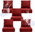 6" Thicker Outdoor Chair Cushion 5 Sets - 24" *24" *6" Waterproof Patio Furniture Cushions with Removable Cover, 28D High Density Sponge Filling Thicken Outdoor Patio Cushions - Red