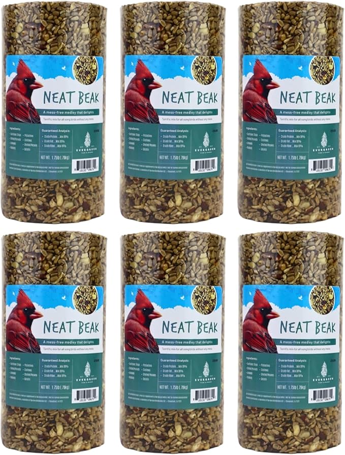 Birdseed Cylinders with Hole - Bird Seed for Outside Wild Birds (Small Cylinder, Neat Beak 6pc)