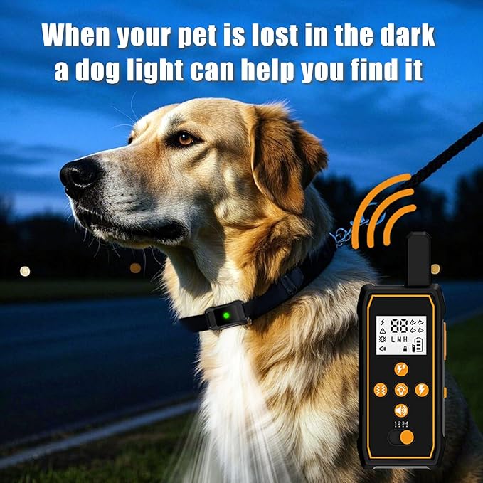 Dog Shock Collar, Pet Training Collar for Dogs with 4200ft Range, IPX7 Waterproof, Dog Bark Collar with 4 Modes & Safety Lock, Rechargeable E-Collar for All Breeds - Correct Bad Habits