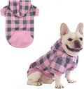 KOOLTAIL Plaid Dog Hoodie Pet Clothes Sweater with Hat and Pocket for Small Medium Large Size Dogs, Soft Winter Warm Dog Cold Weather Coat, Fleece Fall Dog Hooded Sweatshirt for Puppy Cats, Pink M