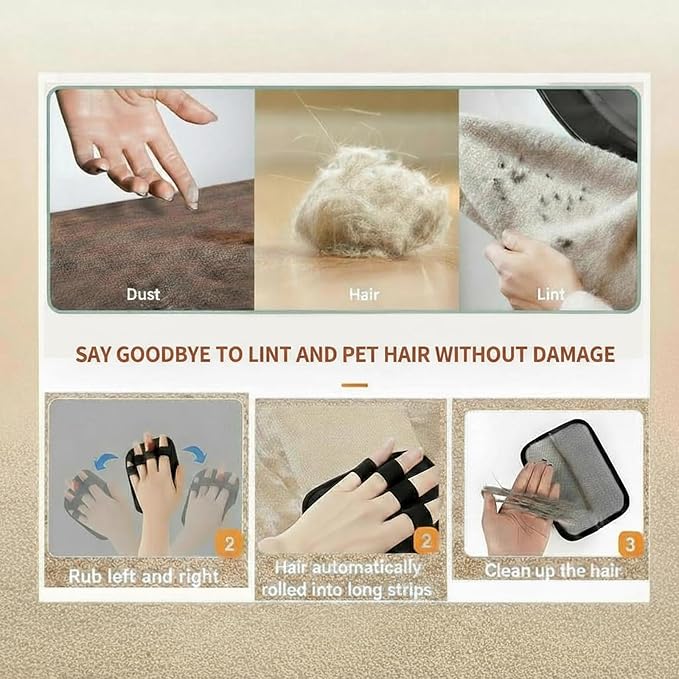 Pet Hair Removal Glove Upgraded Reusable 4-Finger Electrostatic – Magic Grooming Brush for Cats & Dogs, Remove Fur & Lint from Clothing, Carpet, Couch, Furniture & Car Seat