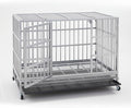 48 Inch Heavy Duty Dog Crate Cage Kennel with Wheels, Indestructible High Anxiety Dog Crate, Sturdy Locks Design, Double Door and Removable Tray Design, Extra Large XL XXL Dog Crate