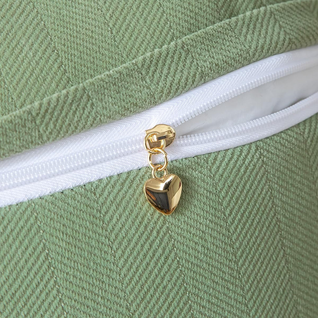 Set of 2 Decorative Fringe Throw Pillow Covers Chenille Pillow Covers Elegant Design Pillowcase Soft Tassels Cushion Cover for Couch Bed Home Decor,16×16 Inch,Sage Green