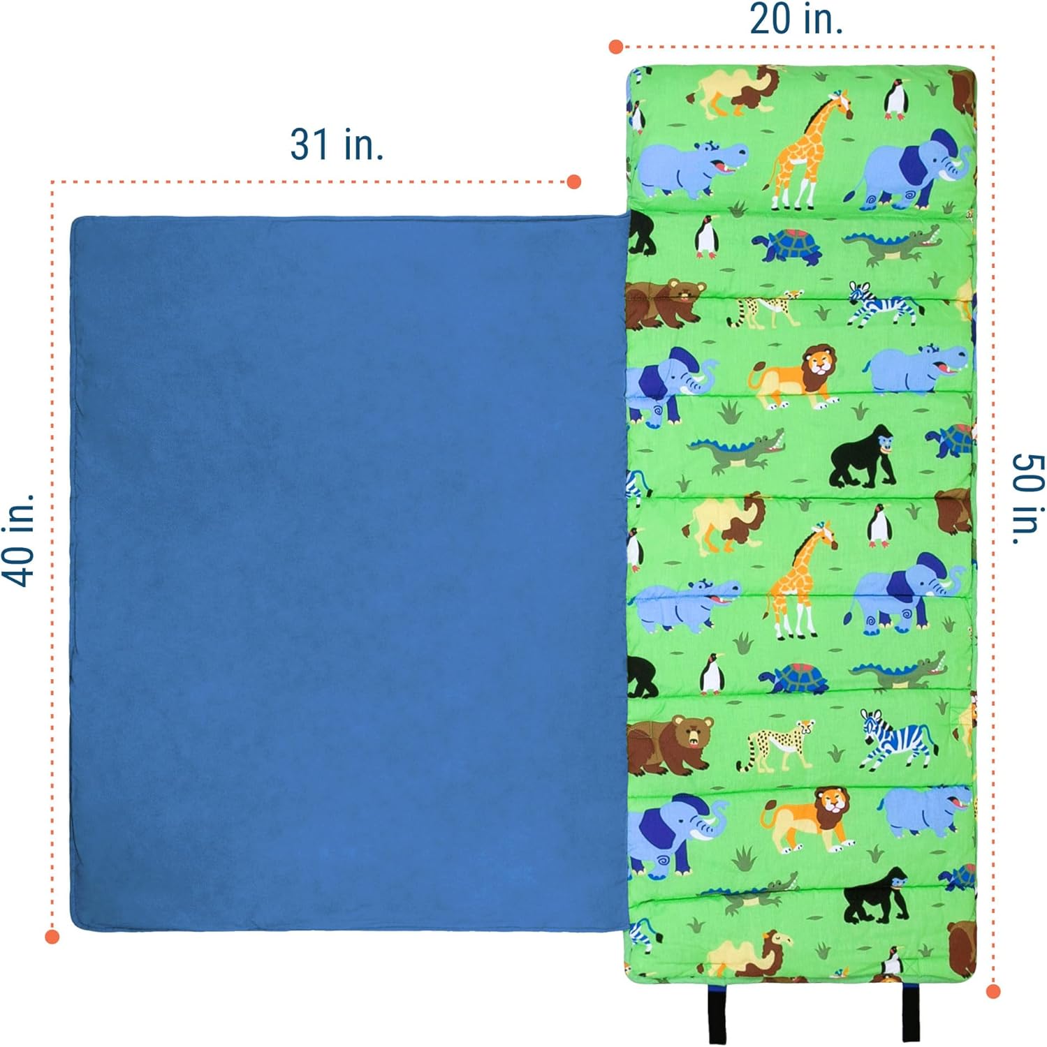 Wildkin Kids Original Nap Mat – Cozy Kids Sleep Mat with Pillow, Ideal for School & Travel - Wild Animals