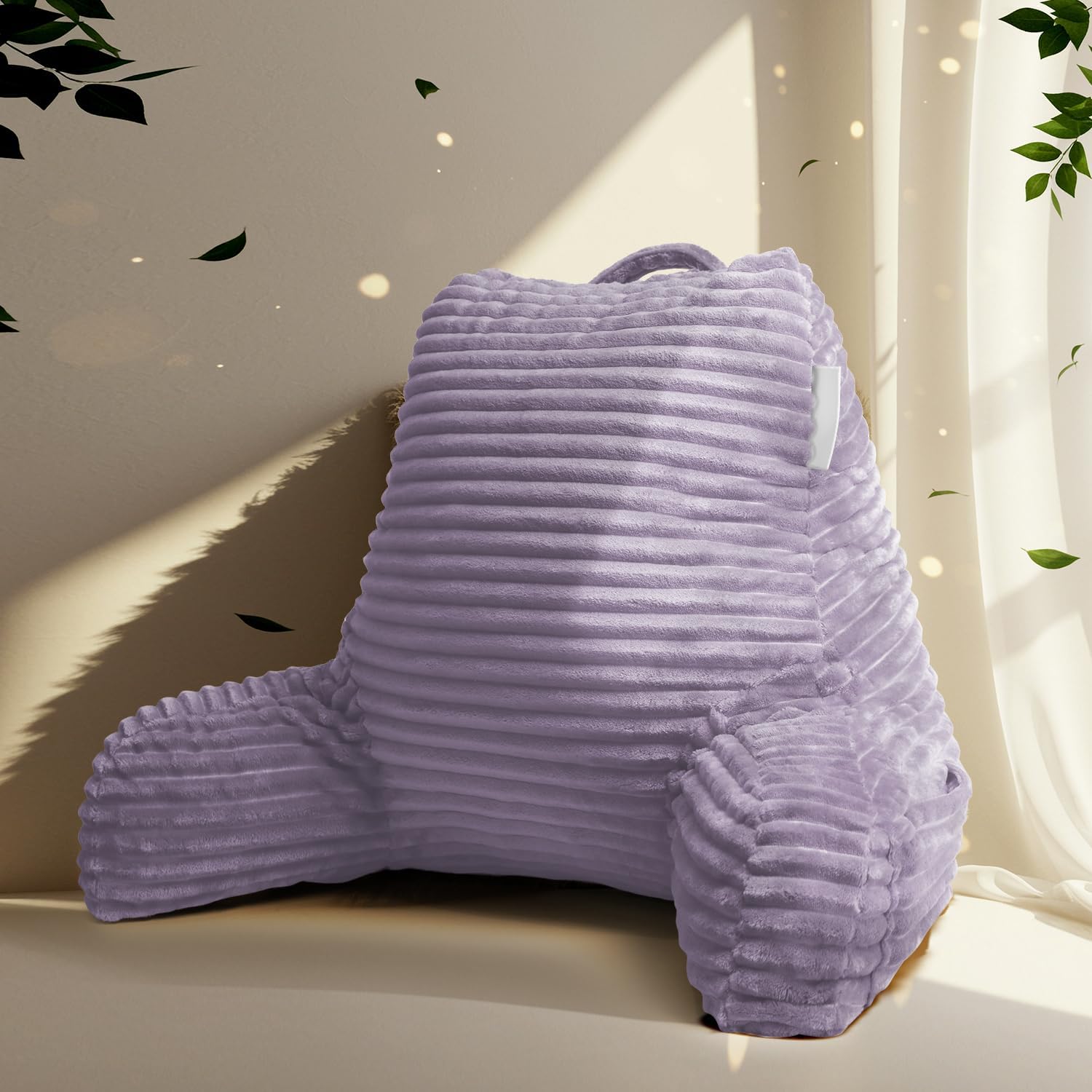 Hearth & Harbor Reading Pillow for Bed Adult – Back Pillow for Sitting in Bed, Standard Bed Pillows for Sitting Up, Foam Chair Pillow, Dusty Purple