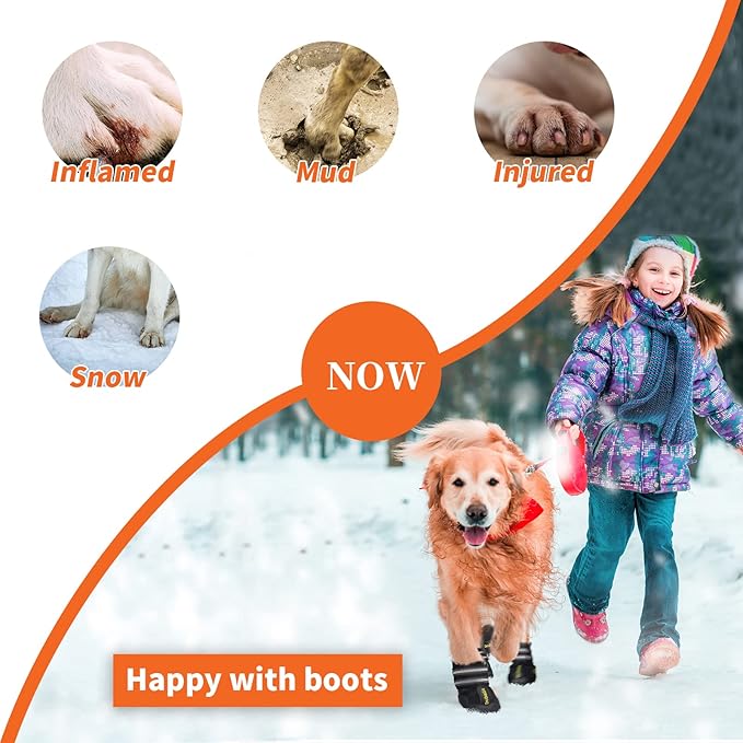 DcOaGt Dog Shoes for Large Dogs, Waterproof Anti-Slip Dog Boots & Paw Protectors for Summer Hot Pavement Winter Snow, Breathable and Reflective Dog Booties for Hiking/Walking/Outdoor/Floor