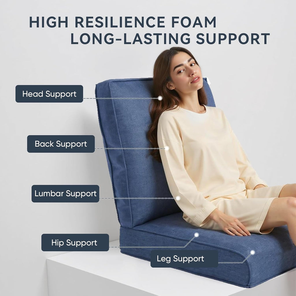 Patio Chair Cushions 4 Packs - Outside High Back Thick Water-Resistant Cushion 22x24 with Zipper Cover for Outdoor Glider Rocking Chairs Loveseat Couch – Blue/Regular