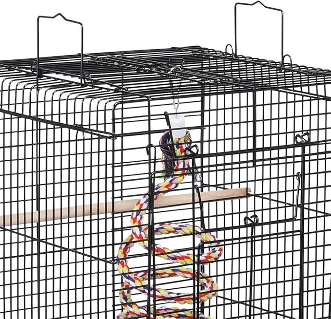 Yaheetech Open Play Top Travel Bird Cage for Conure Sun Parakeet Green Cheek Conure Lovebird Budgie Finch Canary, Small-Size Travel Portable