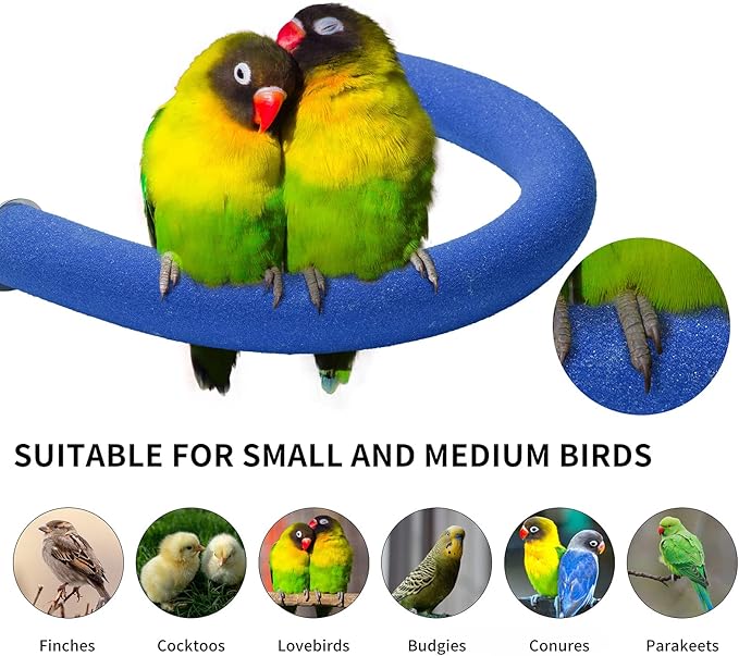 U Shape Parrot Perch Stand Toy Bird Platform Sand Paw Grinding Clean Stick Exercise Conure Budgie Cockatiel Cage Accessories (Blue)