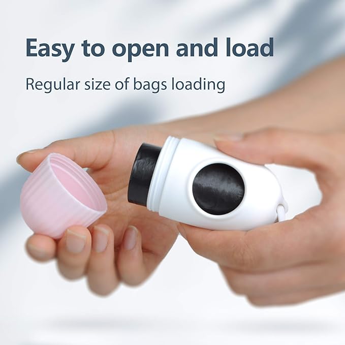 Fida Retractable Dog Leash with Dispenser and Poop Bags, 16 ft Pet Walking Leash for Large Dog up to 110 lbs, Anti-Slip Handle, Tangle Free, Reflective Nylon Tape (L, White)