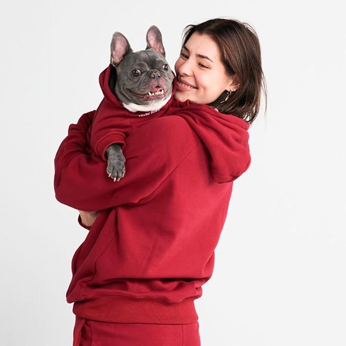 Spark Paws Dog Hoodie – Premium Dog Sweater for Small, Medium, and Large Dogs | Warm Outfits for French Bulldogs, Pitbull, Puppy, Winter Jacket Alternative - Burgundy - 3XL