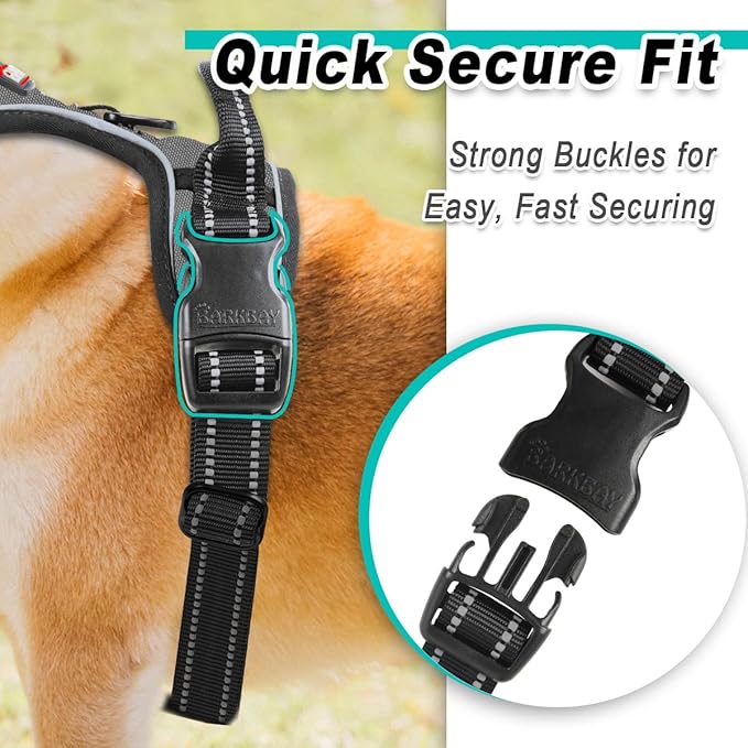 BARKBAY Dog Harness No Pull for Small Dogs - Adjustable, Reflective, Comfortable, No Choke, Heavy-Duty - Perfect for Outdoor Training, Walking, and Hiking - Strong & Durable - XS & Dark Grey
