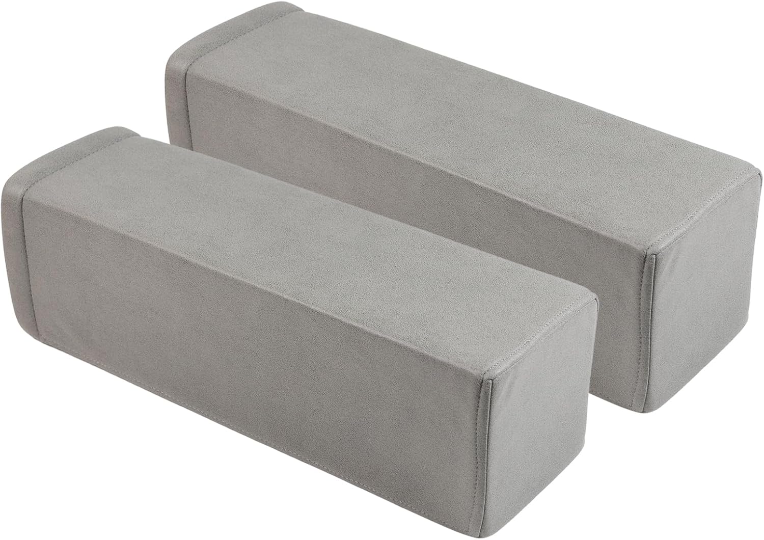 2 Pack Couch Arm Rest Pillow, 6''x6''x20'' Faux Leather Waterproof Cover, High Density Foam Armrest Cushion, Removable & Washable Elbow Support for Sofa, Bed, and Armchair (Medium Grey)