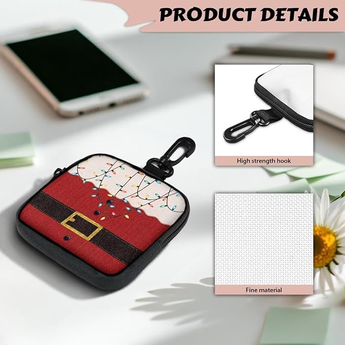 KEIAHUAN Christmas Lights Dog Treat Pouches for Pet Training Hands-Free Dog Treat Bag with Zipper Closure Dog Trainer Essentials Supplies, Small Coin Purse