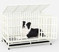 48 Inch Heavy Duty Dog Crate Steel Escape Proof, Indoor Double Door High Anxiety Cage Removable Tray, Extra Large,White