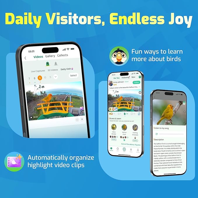 HIXX Smart Bird Feeder with Camera, AI Identify Birds & Auto Capture, 2K HD Live Camera Birdwatching with Color Night Vision for Bird Lovers Gifts Include Magnetic Toy